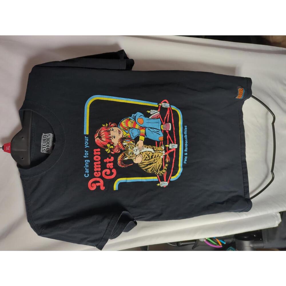 Vintage Threadless Steven Rhodes Demon Cat Graphic T-Shirt Size M